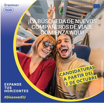 cartel "candidaturas a partir del 2 de octubre DiscoverEU"