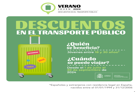 Cartel Programa "Verano joven 2024": Descuentos en transporte público